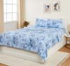 Amazon Brand – Solimo Microfiber Bedding Set | 144 Thread Count | Double Bed Comforter, Bedsheet & Pillow Covers | Floral Lettice Pattern | L: 2.25 X W: 2.15 M (Light Blue)