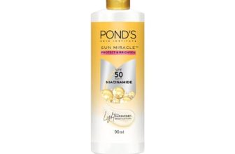 Pond’S Sun Miracle Spf 50 Pa+++ Lightweight Sunscreen Body Lotion, Protects From Uva/Uvb Rays, 1% Active Niacinamide, No White Cast-90Ml