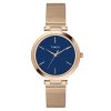 TIMEX Analog Watch for Women with Blue Round Dial & Rose Gold Stainless Steel Bracelet Band Water Resistant Women’s Wrist Watches – TWEL118SMU03