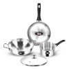 Milton Pro Cook Stainless Steel Sandwich Bottom Induction- Gas Friendly 4 pcs Kitchen Set (Cooking Pan, Sauce Pan, Kadhai with Lid) 2 Year Warranty