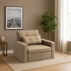 CASASTYLE Trissa 1 Seater Pull-Out Premium Fabric Sofa Cum Bed Sofa Set for Living Room (Beige Fabric)