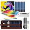 Corslet Set of 77 Pcs Drawing Kit – 48 Pc Colour Pencil Set Pencil Colour & 29 Pc Drawing Charcoal Pencil Set Art Supplies for Artist Includes Oil-Based Colouring Pencils and Sketch Kit for Artists