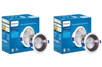 Philips 12 Watt Black Reflector LED Ceiling COB Round Spot Light with Focused Beam | Cut Out: 102mm | Warm White, Pack of 2 (Deco Bright)