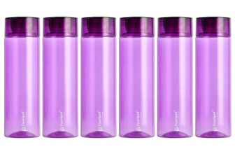 PEARLPET BPA-free Plastic Water Bottle Set of 6 Pcs, Each 1000ml, Purple