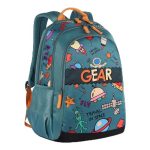 Gear Cartoon Space 17″/23L Medium Water Resistant School Bag/Casual 4 Compartment Backpack/Daypack/Travel Backpack/Kids Bag for Boys/Girls – Green