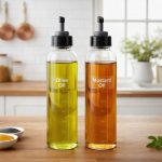 HomeWiz Plastic Oil Dispenser Set | 2 Pack, 1 Litre Each | Transparent, Leak-Proof, BPA-Free Bottles for Cooking Oils, Vinegar & Liquid Condiments | Kitchen Essentials | 2000 ml