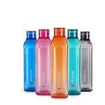 Cello Venice Water Bottles Set of 5, 1000ml Each | Unbreakable, BPA-Free, Food Grade Bottle For Kitchen| Airtight & Leakproof Lid| Reusable Set of Fridge Plastic Bottles for Home, Office, Gym, Gifting