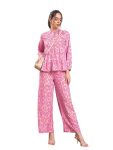 SASSAFRAS Pink Ikat Tiered Shirt With Palazzo Pants