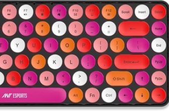 Ant Esports WKM33 Wireless Laptop-size Multi-device Keyboard Compatible with Desktop, Laptop, Mac Colourful, Round Keycaps, Long Battery Life Mouse and Mini(Cherry Red)