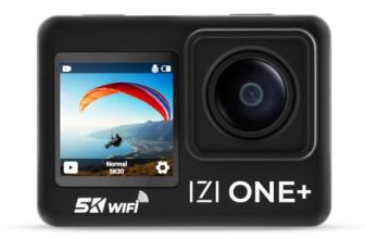 IZI ONE Plus 5K 48MP Action Camera | 6-Axis Gyro Stabilization | 110ft Waterproof | Vlogging | 170° FOV | WiFi | Dual Screen Video Camera | 2X 1350mAh Batteries | Fast C-Type Charge HQ External Mic