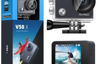 AKASO V50X Native 4K30fps WiFi Action Camera with EIS Touch Screen 4X Zoom 131 feet Waterproof Camera Support External Mic Remote Control with Helmet Accessories
